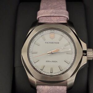 Victorinox Silver Case Watch with Pink Strap (White band included)